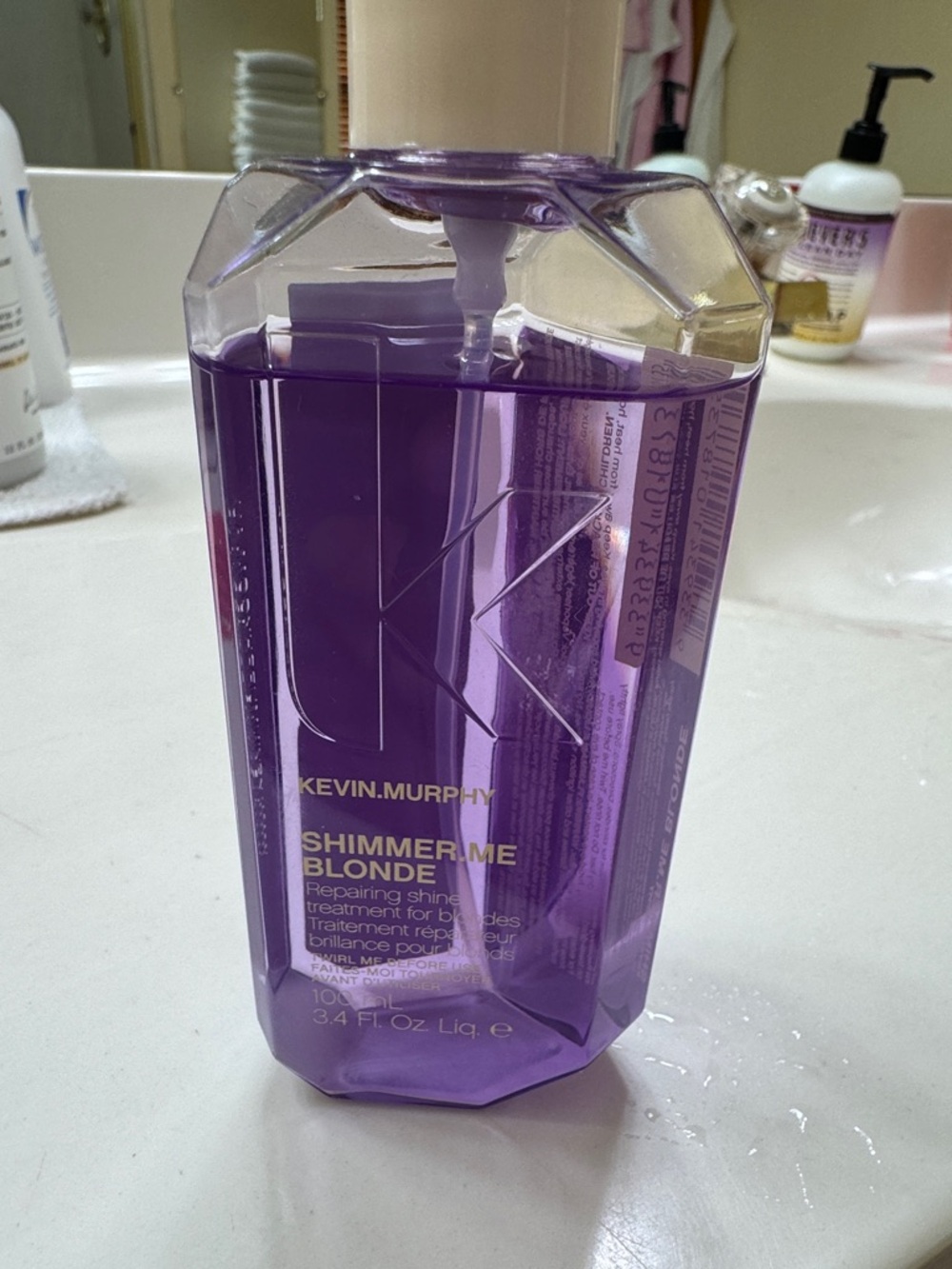 KEVIN.MURPHY Shimmer.Me Blonde Repairing Shine Treatment - Purple with Gold Text